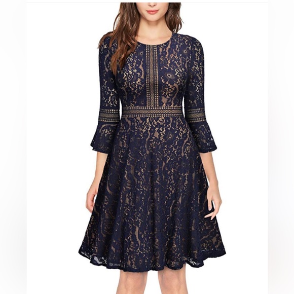 MissMay Lace A-line Navy Blue Dress sz 2XL - Picture 1 of 13